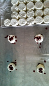 cranberry chevre about to be wrapped